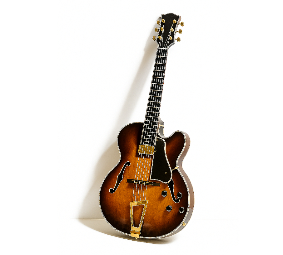 Best-Practice Guitar Tuition. Hollow body jazz guitar. Lessons page logo