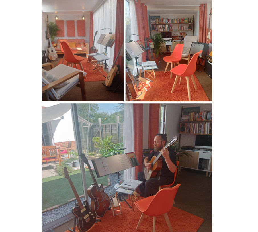 Best-Practice Guitar Tuition. Music room. About page logo